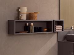 Detail of the open wall units of the N100 Frame bathroom cabinet, offered to match base and top units