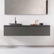 Atlantic bathroom vanity with built-in washbasin in wood-effect melamine - 271 Reflex Carbon