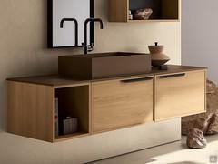 Frame Tuttofuori basin base unit combined with a similar base unit without a basin and an open element from the collection 