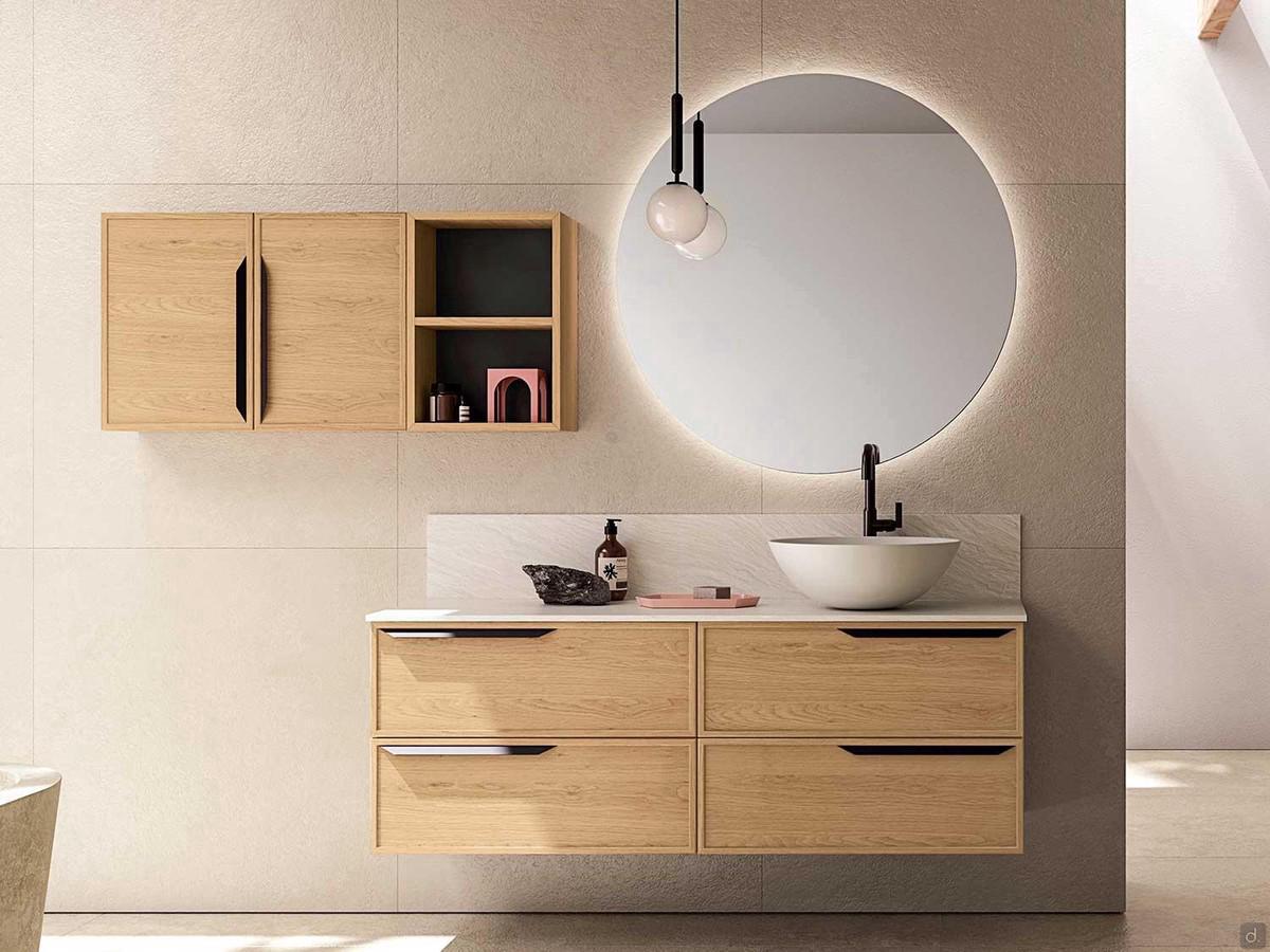 Mobile bagno in stile nordico N101 Frame con top in pietra gres