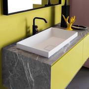 Built-in Paola countertop basin in matt white Mineralguss