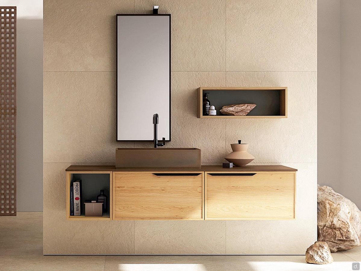 Bathroom cabinet with stone-effect basin N109 Frame