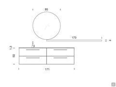 Bathroom cabinet with wooden shelf N104 - Frame - Outline and dimensions