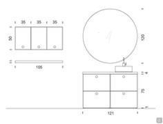 Bathroom cabinet with oak top N110 Frame - Outline and dimensions of the entire composition