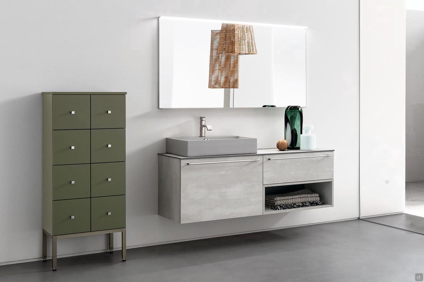 Wall-mounted bathroom cabinet with open compartment N85 Atlantic