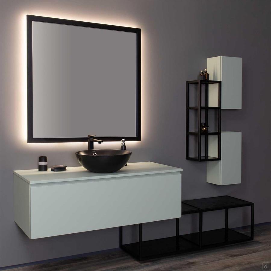 N73 Atlantic bathroom cabinet with countertop sink with basket base and hinged wall units