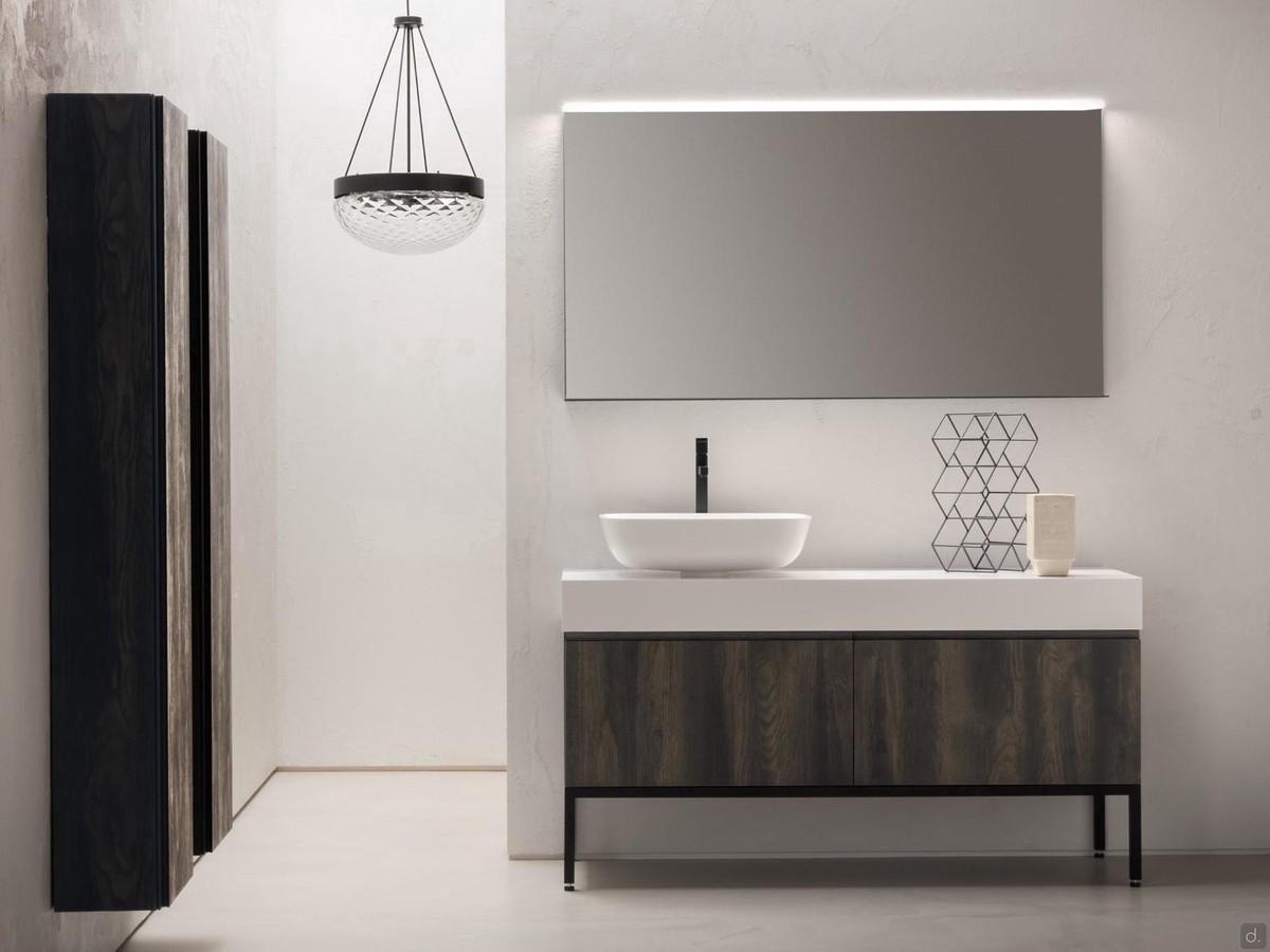 Floor-standing bathroom cabinet with metal base Atlantic N89