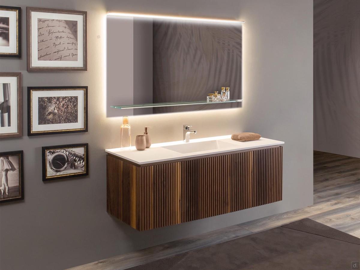 Heritage 01 Slatted Bathroom Furniture with doors and sides in Canaletto walnut and  white Betacryl®