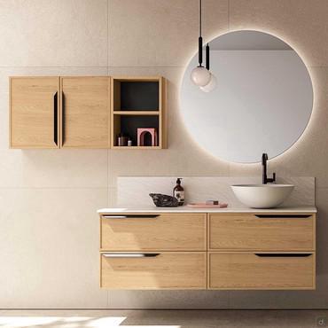 Mobile bagno in stile nordico N101 Frame con top in pietra gres