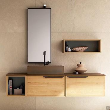 Bathroom cabinet with stone-effect basin N109 Frame