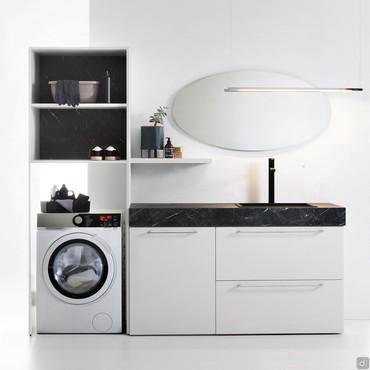 Oasis L03 laundry composition with washing-machine cabinet and mirror