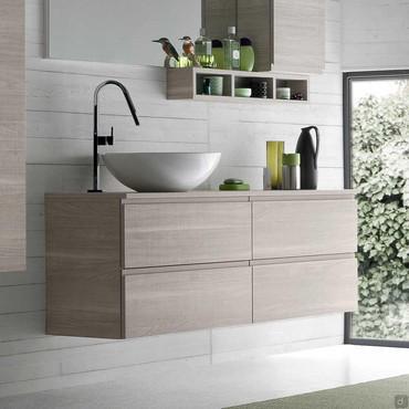 Atlantic D.37 slim bathroom vanity with countertop Castillon washbasin 