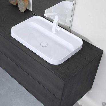 Atlantic D.50 - Double built-in countertop washbasin - Nice 60 in glossy white ceramic