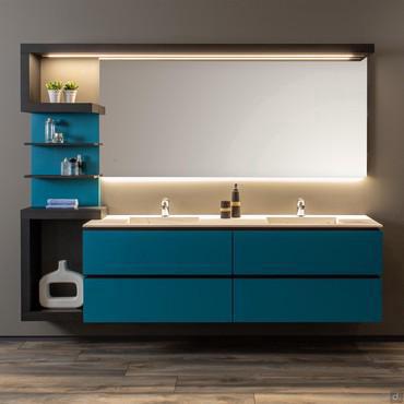 HPL bathroom cabinet with double washbasin Vittoria 02