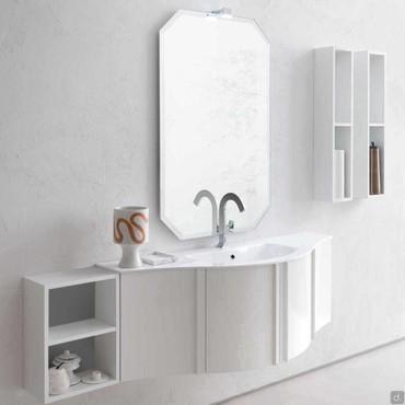 Curved bathroom cabinet with open compartments Atlantic N87