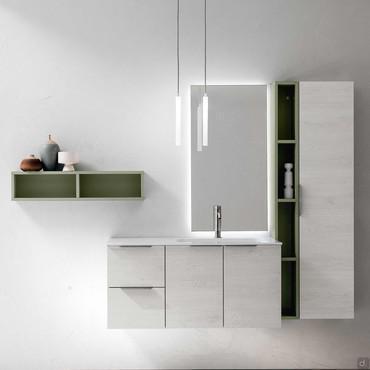 Bathroom cabinet with wall unit and open compartments Atlantic N84