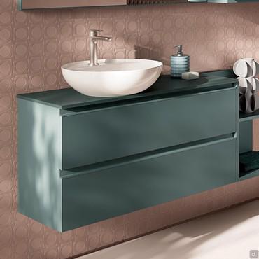 Shallow bathroom cabinet with countertop washbasin Atlantic