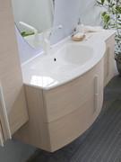 Curved 2-drawer washbasin base unit with handles 16- (washbasin continuation on Atlantic base unit instead of curved end unit available on request)