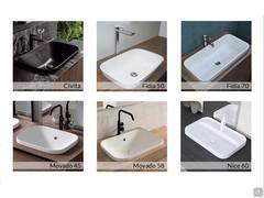 Overview of the built-in countertop washbasins available on the Atlantic washbasin base unit p.45