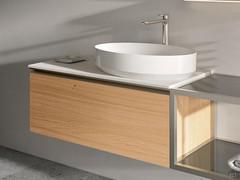 Atlantic 70 cm wall-hung bathroom cabinet with wooden fronts Essenza 838 Rovere Raw