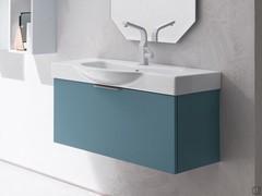 Atlantic console vanity unit d,37 cm matt lacquered with Zara basin and single drawer