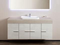 Atlantic bathroom unit with built-in washbasin above countertop Nice 60 model in glossy white ceramic. Composition of only hinged doors opening with handles cod.16- horizontal