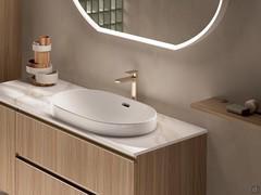 Glimpse of the Atlantic wall-hung bathroom cabinet p.50 cm with recessed Jes washbasin over stoneware top 31 Calacatta Roma