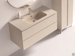 Bathroom cabinet with bath tub 50 cm deep Atlantic Consolle, here in h.50 cm version with two drawers and coloured tub in Minerakolor