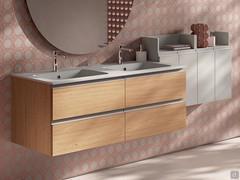 Bathroom cabinet with bathtub 50 cm deep Atlantic Consolle in the version with double bathtub and double base unit with two drawers