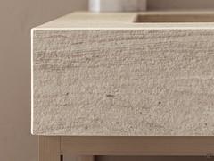 Detail of 12.5 cm thick shelf in stoneware finish 3Y Gentum