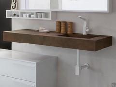 Shelf in HPL laminate with small side basin and Free siphon (only available in chrome metal)