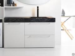 Oasis washbasin cabinet for a laundry room - made up of a laundry base with 2 drawers and a lateral base with a deep drawer.