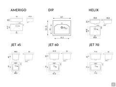 Scheme of the washbasins available for the Oasis laundry cabinet - Part 1/3