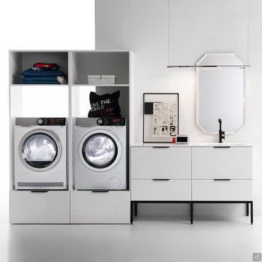 Laundry cabinet with wash basin for washing machine and dryer