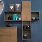 Atlantic modern bathroom wall unit, combined with the open wall unit from the same collection