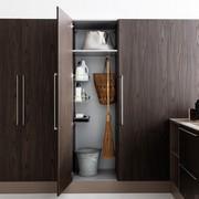 Oasis laundry-room column cupboard with 3 baskets and an optional broom holder