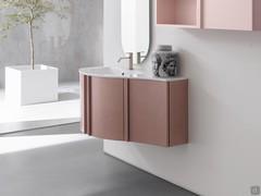 Finish for Atlantic curved bathroom cabinet, Petal metallic lacquered to match Atlantic Curved base