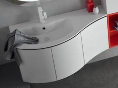 Atlantic curved bathroom vanity unit terminal with Versus console basin 