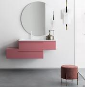 A composition of two overlapping Atlantic base units with the top on the side being used as a storage surface - H3 Peonia matt lacquer