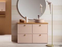 Composition with basin base unit and cabinet with drawers Atlantic Frame - datura matte lacquer