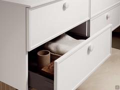 Two-drawer base unit - interior compartment detail with handle model 701 in matte lacquer