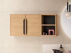 Two-door wall unit in corn oak wood finish