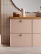 Two-drawer base unit in datura matte lacquer, with single top for joining two or more elements