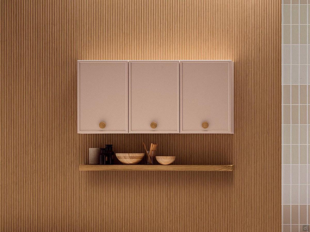 Frame hanging wall cabinet for bathroom - datura matte lacquer finish with handle mod.701