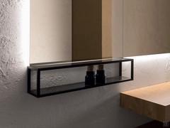 Atlantic / Frame Metal shelf placed under a backlit mirror.