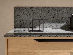 Top and splashback for Atlantic Frame in stone Qtop 9A terrazzo grey