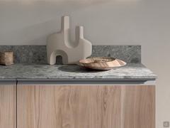 Tops for base and tall units Atlantic, Frame or Oasis, here in 22 iseo stoneware with matching back splashback