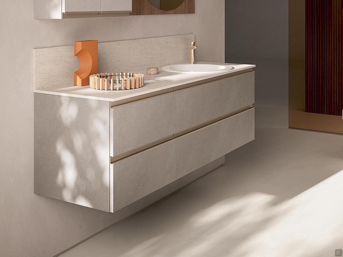 Atlantic bathroom base unit D.50. Depth 50 cm and available in widths from 25 cm to 120 cm. Available in numerous models with drawer, basket or hinged doors, suspended or standing on feet or plinth