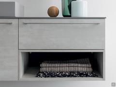 Atlantic rectangular open base unit h.25cm below a drawer of equal height, for asymmetrical storage space management