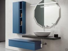 Bathroom composition Atlantic with wall-hung base unit cm 62 deep with additional top - Cross H8 Riviera melamine